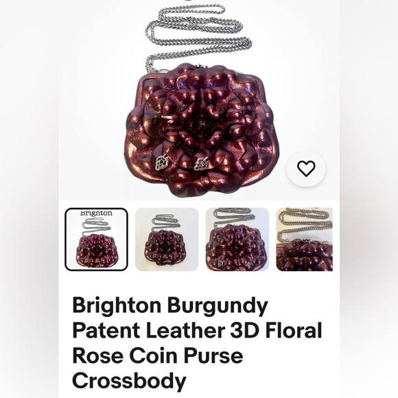 BRIGHTON BEIGE LEATHER ROSE KISSING CLOSURE CROSSBODY WHEAT CHAIN - Picture 13 of 17